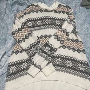 Hollister Geometric Pattern Sweater - Black, White, Tan